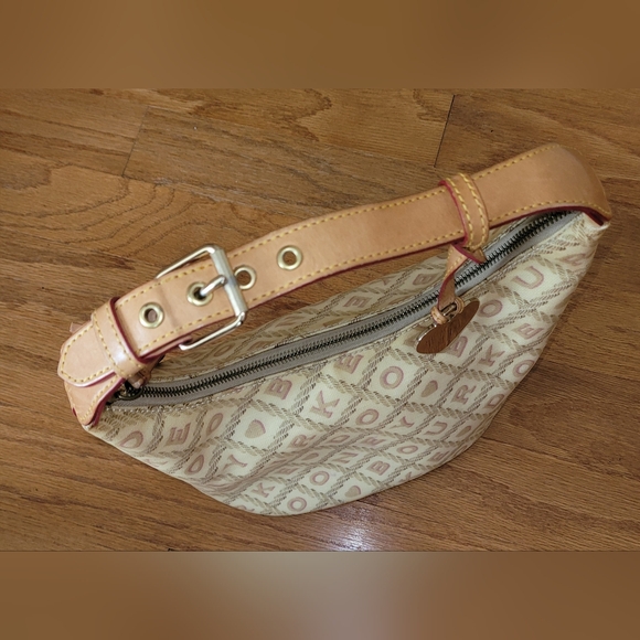 Dooney & Bourke Coated Canvas Signature Logo Charm Bucket Bag, Ivory - Picture 6 of 12